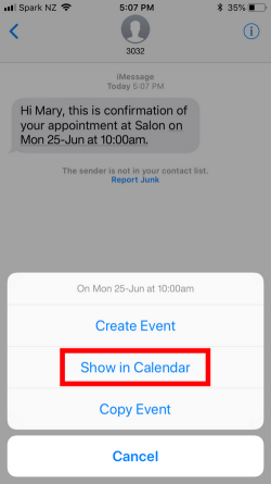 Add appointment to calendar