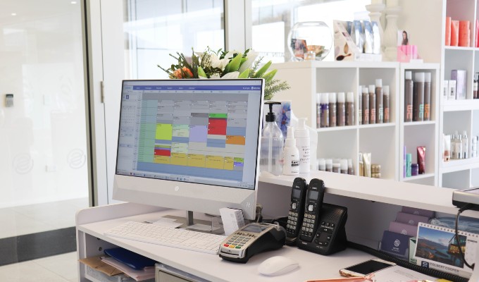 A computer display showing Kitomba salon management software interface