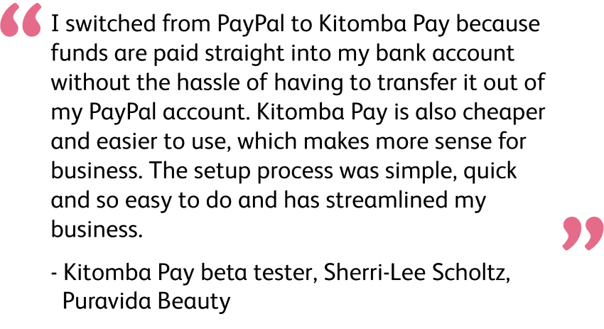quote from customer about kitomba pay