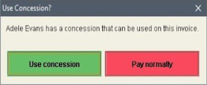 Use concession or pay normally button