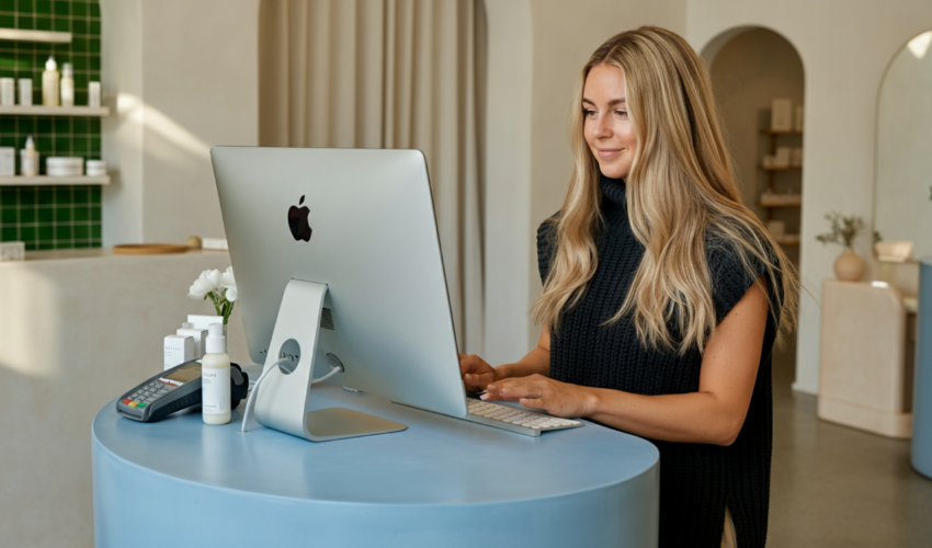 hair salon on reception using kitomba