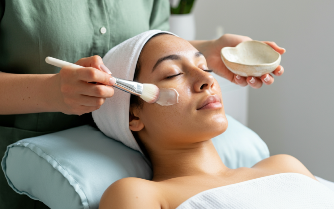 lady getting a facial at a spa